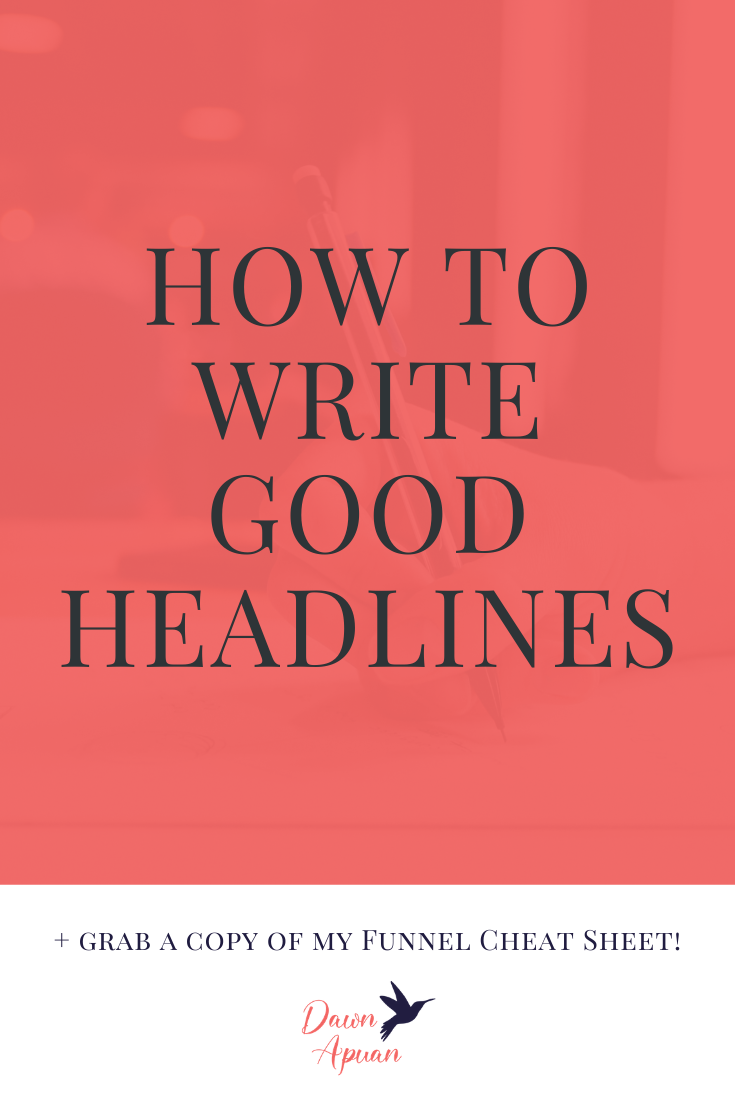 The headline’s job is not to sell your product.The headline’s job is not to pitch your idea.The headline’s job is not to explain your offer.How to write good headlines is a bit science and a bit art. In this post I’m going to tell you exactly what job your headline is supposed to do! Repin & grab my FREE SALES FUNNEL MARKETING STRATEGY CHEAT SHEET!
